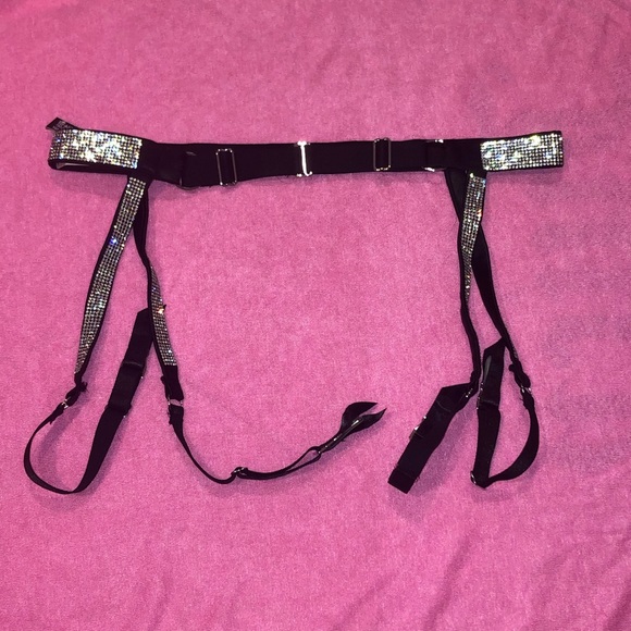 💗 VICTORIA SECRET FASHION SHOW RHINESTONE SHINE SPARKLE GLITTERY GARTER BELT XS - Picture 5 of 8